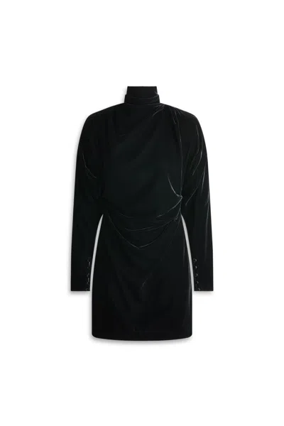 Scanlan Theodore Velvet Drape Dress In Black