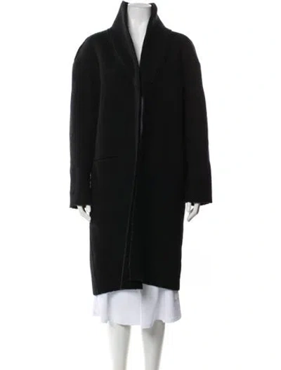 Pre-owned Scanlan Theodore Virgin Wool Faux Fur Coat In Black