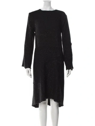 Pre-owned Scanlan Theodore Virgin Wool Knee-length Dress In Black