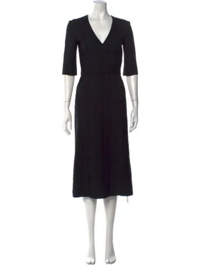 Pre-owned Scanlan Theodore Virgin Wool Midi Length Dress In Black