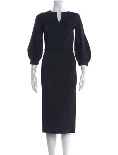 Pre-owned Scanlan Theodore V-neck Knee-length Dress In Black