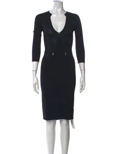 Pre-owned Scanlan Theodore V-neck Knee-length Dress In Black
