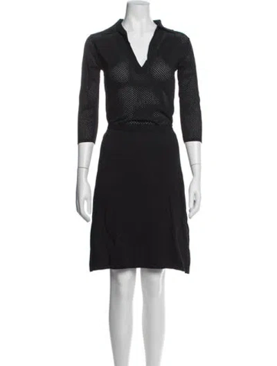 Pre-owned Scanlan Theodore V-neck Knee-length Dress In Blue
