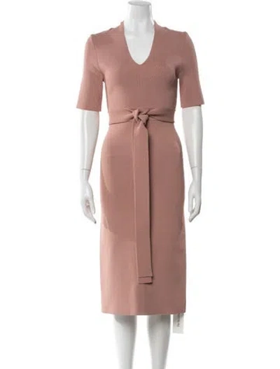 Pre-owned Scanlan Theodore V-neck Knee-length Dress In Pink