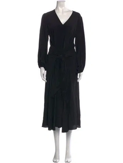 Pre-owned Scanlan Theodore V-neck Long Dress In Blue