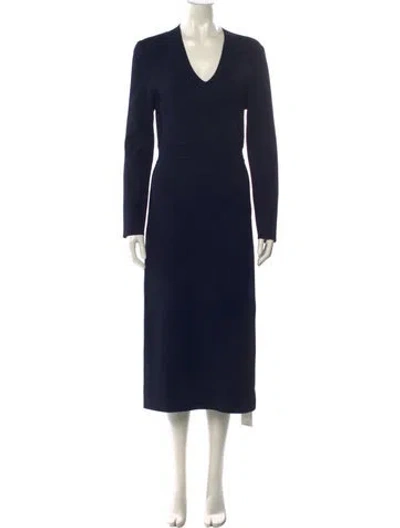 Pre-owned Scanlan Theodore V-neck Long Dress In Blue