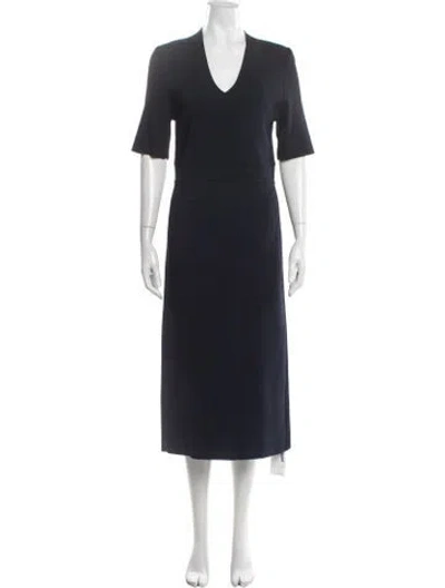 Pre-owned Scanlan Theodore V-neck Long Dress In Blue