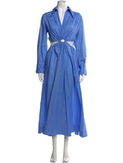 Pre-owned Scanlan Theodore V-neck Long Dress In Blue