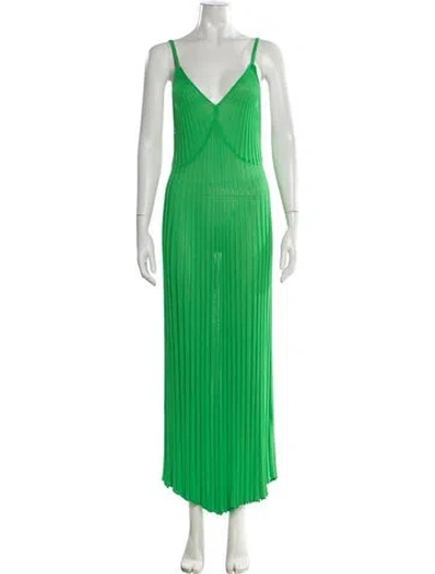 Pre-owned Scanlan Theodore V-neck Long Dress In Green
