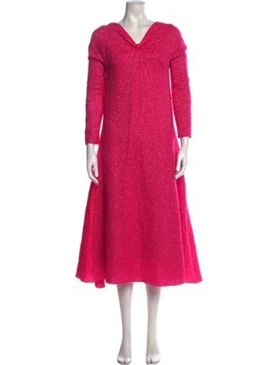Pre-owned Scanlan Theodore V-neck Long Dress In Pink