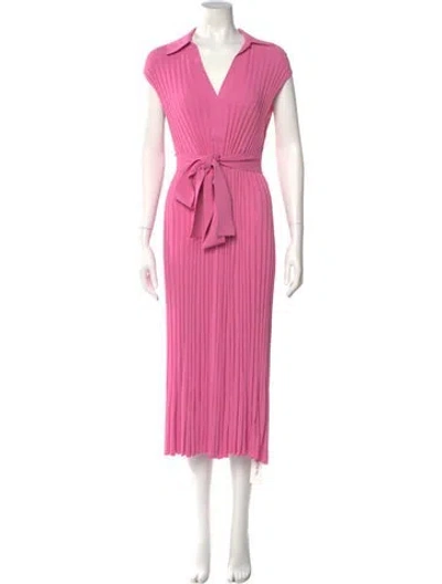Pre-owned Scanlan Theodore V-neck Long Dress In Pink
