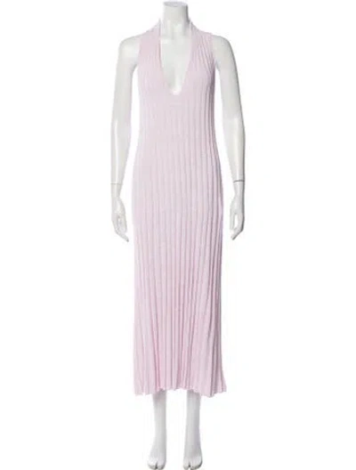 Pre-owned Scanlan Theodore V-neck Long Dress In Pink