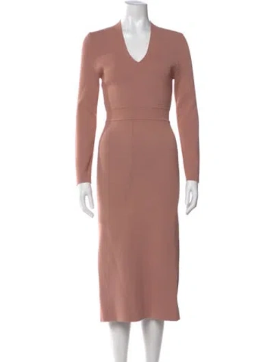 Pre-owned Scanlan Theodore V-neck Long Dress In Pink