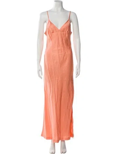 Pre-owned Scanlan Theodore V-neck Long Dress W/ Tags In Orange