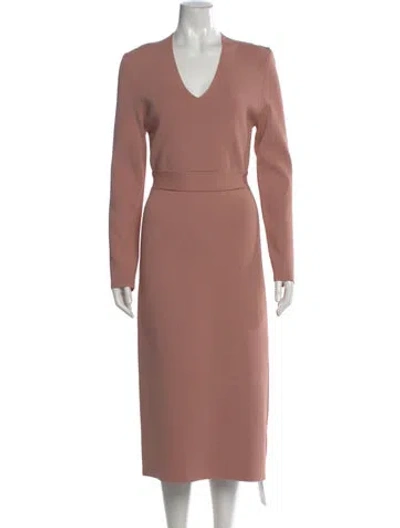 Pre-owned Scanlan Theodore V-neck Long Dress W/ Tags In Pink