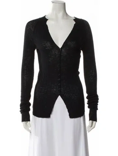 Pre-owned Scanlan Theodore V-neck Long Sleeve Top In Black
