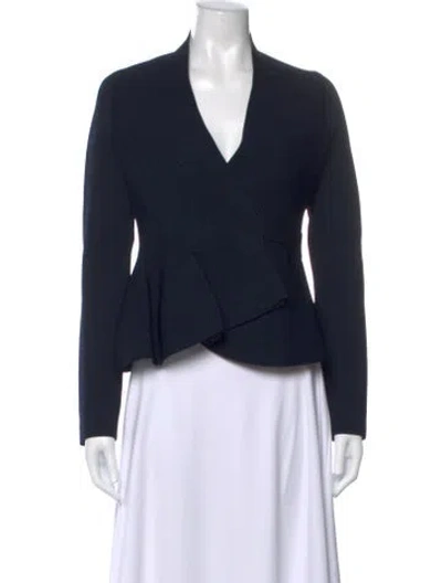 Pre-owned Scanlan Theodore V-neck Long Sleeve Top In Black