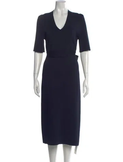 Pre-owned Scanlan Theodore V-neck Midi Length Dress In Neutral