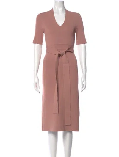 Pre-owned Scanlan Theodore V-neck Midi Length Dress In Pink
