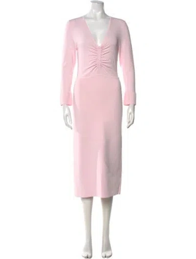Pre-owned Scanlan Theodore V-neck Midi Length Dress In Pink
