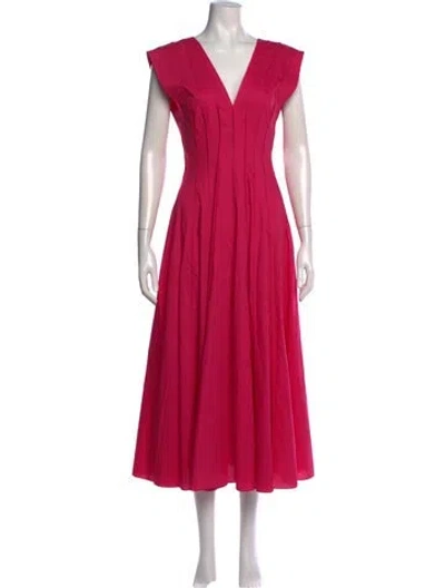 Pre-owned Scanlan Theodore V-neck Midi Length Dress In Pink