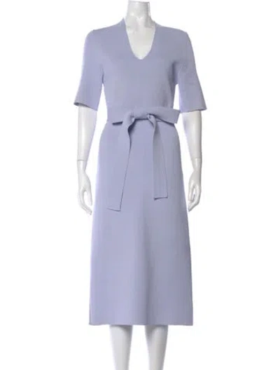 Pre-owned Scanlan Theodore V-neck Midi Length Dress In Purple
