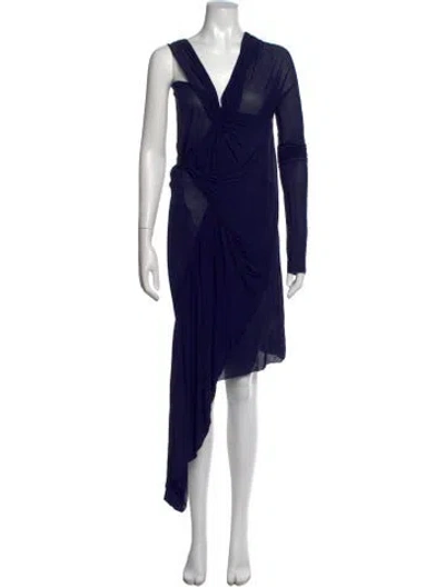 Pre-owned Scanlan Theodore V-neck Mini Dress In Blue