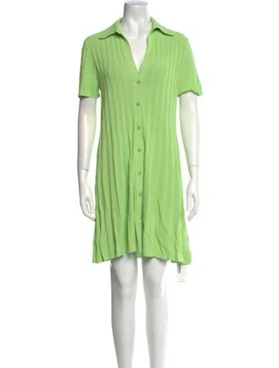 Pre-owned Scanlan Theodore V-neck Mini Dress In Green