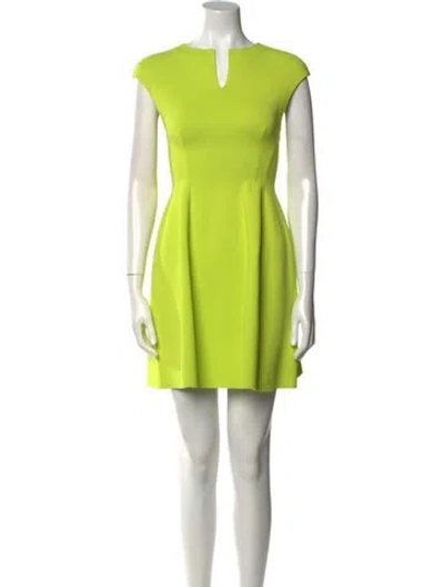 Pre-owned Scanlan Theodore V-neck Mini Dress In Green