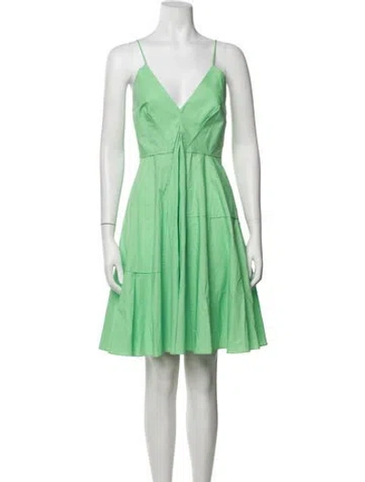 Pre-owned Scanlan Theodore V-neck Mini Dress In Green