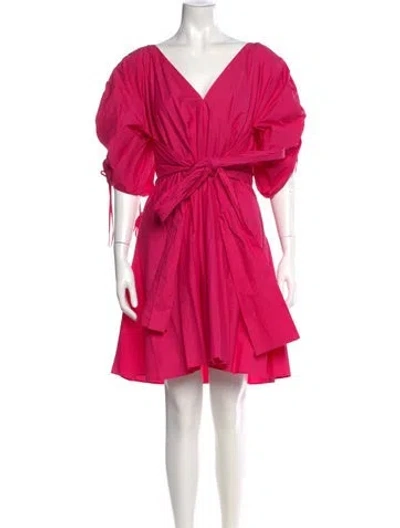 Pre-owned Scanlan Theodore V-neck Mini Dress In Pink