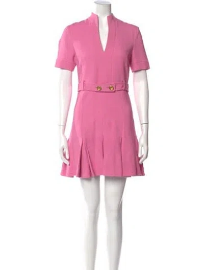 Pre-owned Scanlan Theodore V-neck Mini Dress In Pink