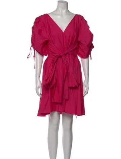 Pre-owned Scanlan Theodore V-neck Mini Dress In Pink