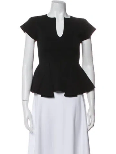 Pre-owned Scanlan Theodore V-neck Short Sleeve Crop Top In Black