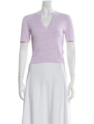 Pre-owned Scanlan Theodore V-neck Short Sleeve Top In Purple