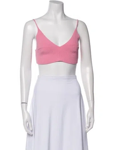 Pre-owned Scanlan Theodore V-neck Sleeveless Crop Top In Pink