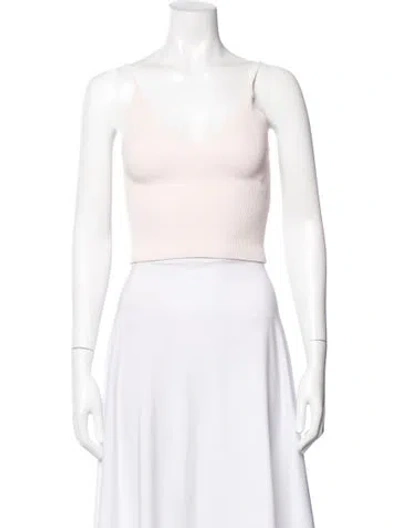 Pre-owned Scanlan Theodore V-neck Sleeveless Crop Top In White