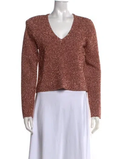 Pre-owned Scanlan Theodore V-neck Sweater W/ Tags In Orange