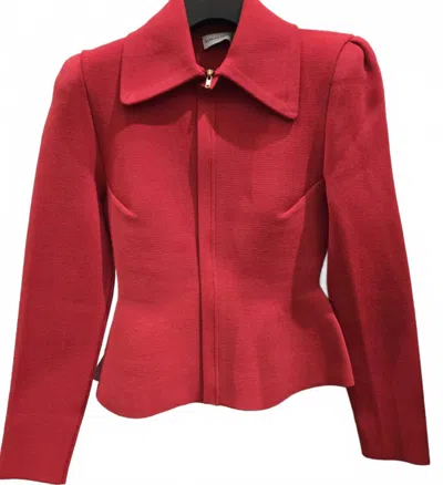 Scanlan Theodore Women's Crepe Knit Peplum Collar Jacket In Red