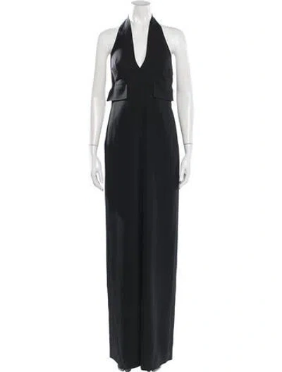 Pre-owned Scanlan Theodore Wool Halterneck Jumpsuit In Black