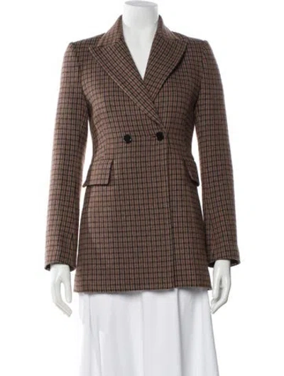 Pre-owned Scanlan Theodore Wool Plaid Print Blazer In Neutral