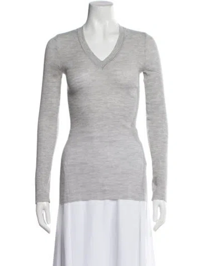 Pre-owned Scanlan Theodore Wool V-neck Top In Gray