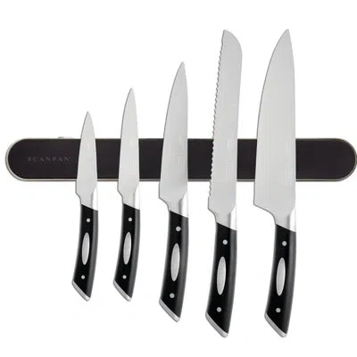 Scanpan Classic 6 Piece Assorted Knife Set With Magnetic Bar In Black
