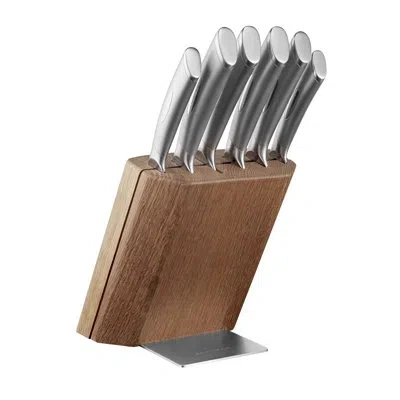 Scanpan Classic Knife Set Stainless Steel Handle 7pc Knife Block Set In Silver