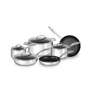 Scanpan Haptiq 10 Piece Stainless Steel Non Stick Cookware Set In Silver