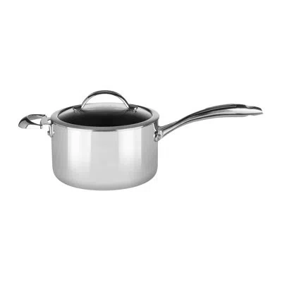 Scanpan Haptiq Nonstick Induction Suitable Cove. Saucepan, Mirror Polished Stainless Exterior In Silver