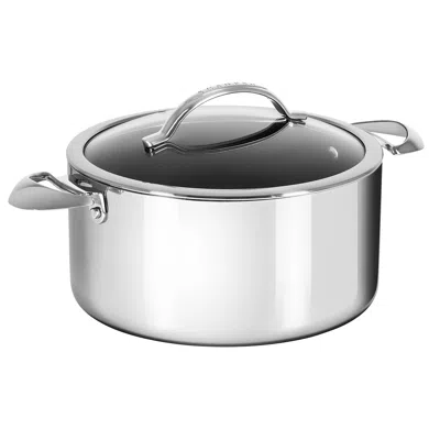 Scanpan Haptiq Stainless Steel Nonstick 7.5 Qt. Covered Dutch Oven In Silver