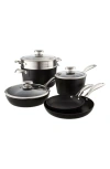 Scanpan Pro Iq 9-piece Aluminum Nonstick Cookware Set In Black