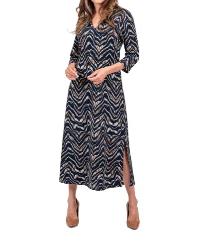 Scapa Ankle Length Dress In Navy/taupe In Multi