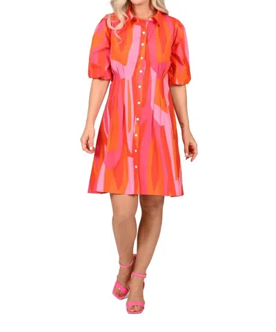 Scapa Button Down Midi Dress In Orange/pink